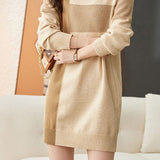 Casual Versatile Color-Block Striped Knitted Dress