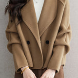 Casual Solid-Color Blazer Collar Woolen Knitted Coat