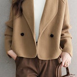 Casual Solid-Color Blazer Collar Woolen Knitted Coat