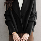 Casual Solid-Color Blazer Collar Woolen Knitted Coat