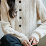 Casual Versatile Solid-Color Vertical Chunky Cable-Knit Sweater