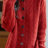 Casual Versatile Solid-Color Vertical Chunky Cable-Knit Sweater