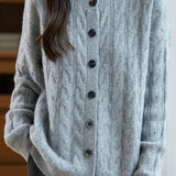 Casual Versatile Solid-Color Vertical Chunky Cable-Knit Sweater