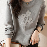 Casual Minimalist Crew Neck Sweatshirt