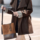 Exquisite Elegant Belted Mature-Style Leather Jacket