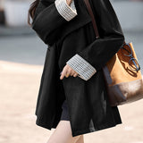 Exquisite Elegant Belted Mature-Style Leather Jacket