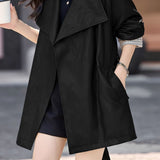 Exquisite Elegant Belted Mature-Style Leather Jacket