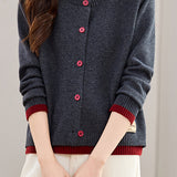 Casual Versatile Color-Block Half-High Neck Fake Two-Piece Sweater