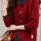 Casual Versatile Color-Block Half-High Neck Fake Two-Piece Sweater
