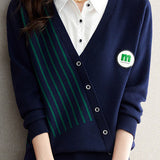 Casual Temperament Shirt Collar Fake Two-Piece Pullover Knitted Top