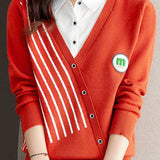 Casual Temperament Shirt Collar Fake Two-Piece Pullover Knitted Top