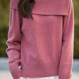 Casual Versatile Off-the-Shoulder Asymmetric Pullover Knitted Top