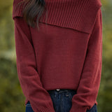 Casual Versatile Off-the-Shoulder Asymmetric Pullover Knitted Top