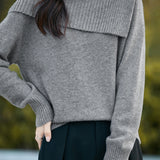 Casual Versatile Off-the-Shoulder Asymmetric Pullover Knitted Top