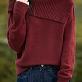 Casual Versatile Off-the-Shoulder Asymmetric Pullover Knitted Top