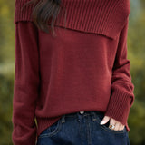 Casual Versatile Off-the-Shoulder Asymmetric Pullover Knitted Top