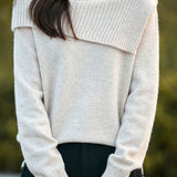 Casual Versatile Off-the-Shoulder Asymmetric Pullover Knitted Top
