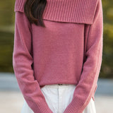 Casual Versatile Off-the-Shoulder Asymmetric Pullover Knitted Top