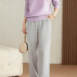 Casual Minimalist Hooded Long-Sleeve Knitted Top & Sweatpants 2-Piece Set