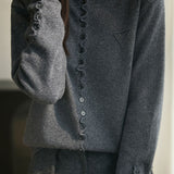 Casual Minimalist Solid-Color Half-High Neck Pullover Long-Sleeve Knitted Cardigan