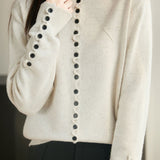 Casual Minimalist Solid-Color Half-High Neck Pullover Long-Sleeve Knitted Cardigan