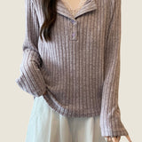 Casual Temperament V-Neck Long-Sleeve Fake Two-Piece Knitted Top