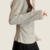 Casual Temperament V-Neck Long-Sleeve Fake Two-Piece Knitted Top
