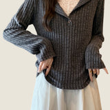 Casual Temperament V-Neck Long-Sleeve Fake Two-Piece Knitted Top