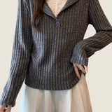 Casual Temperament V-Neck Long-Sleeve Fake Two-Piece Knitted Top