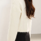 Casual Versatile Crew Neck Hot-Fix Rhinestone Knitted Cardigan
