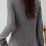Casual Solid-Color Lapel Ruched Chunky Ribbed Knitted Cardigan