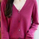 Casual Minimalist V-Neck Long-Sleeve Knitted Cardigan