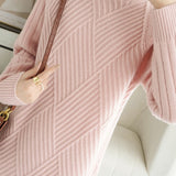 Casual Minimalist Pullover Half-High Neck Long-Sleeve Knitted Dress