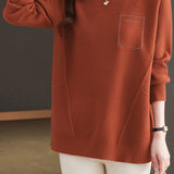 Casual Minimalist Pullover Crew Neck Long-Sleeve Rhinestone-Appliquéd Sweater