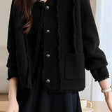 Casual Temperament Crew Neck Fringed Lurex Short Coat