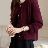 Casual Temperament Crew Neck Fringed Lurex Short Coat