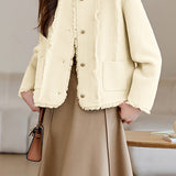 Casual Temperament Crew Neck Fringed Lurex Short Coat