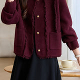 Casual Temperament Crew Neck Fringed Lurex Short Coat