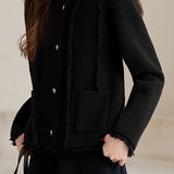 Casual Temperament Crew Neck Fringed Lurex Short Coat