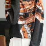 Casual Versatile Color-Block Geometric Pattern Sweater