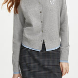 Casual Versatile Color-Block Bow-Knot Jacquard Cardigan