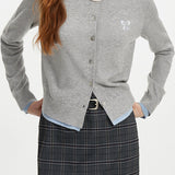 Casual Versatile Color-Block Bow-Knot Jacquard Cardigan