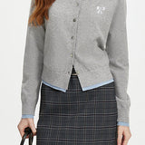 Casual Versatile Color-Block Bow-Knot Jacquard Cardigan