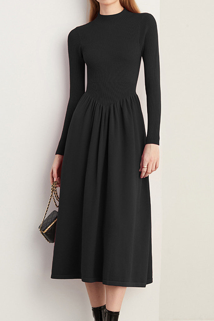 Casual Versatile Solid-Color Patchwork Dress