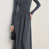 Casual Versatile Solid-Color Patchwork Dress