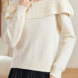 Casual Versatile Solid-Color Three-Dimensional Crocheted Flower Off-The-Shoulder Knitted Top