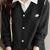 Casual Autumn And Winter Loose Lapel Fake Two-Piece Knitted Top