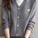 Casual Autumn And Winter Loose Lapel Fake Two-Piece Knitted Top