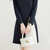 Dating Color-Block Ribbon Pleated Fake Two-Piece Dress
