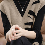 Casual V-Neck Color-Block Knitted Vest